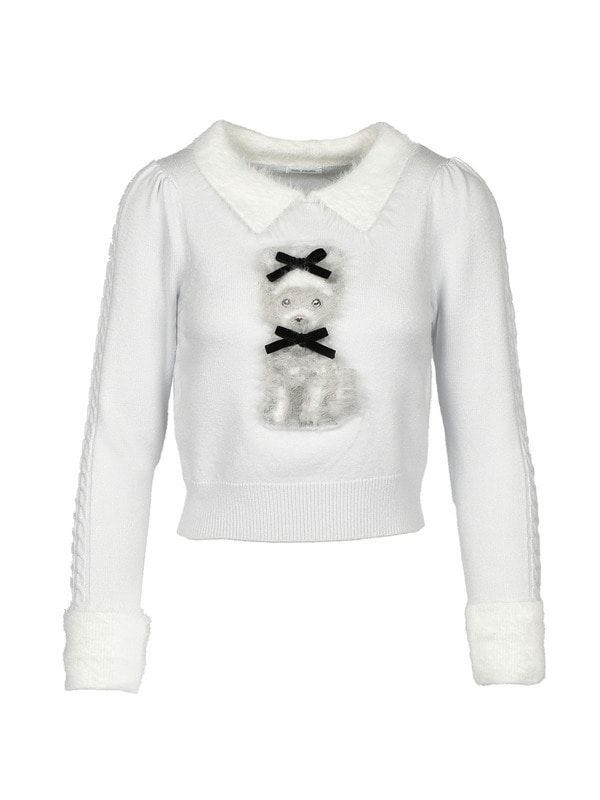 Original Dog Ribbon Collar Knit 詳細画像 アイスブルー 1