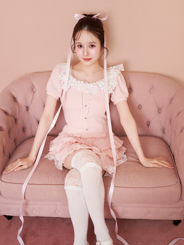 Ribbon Tiered Mini Skirt Set 詳細画像 アイスブルー 16