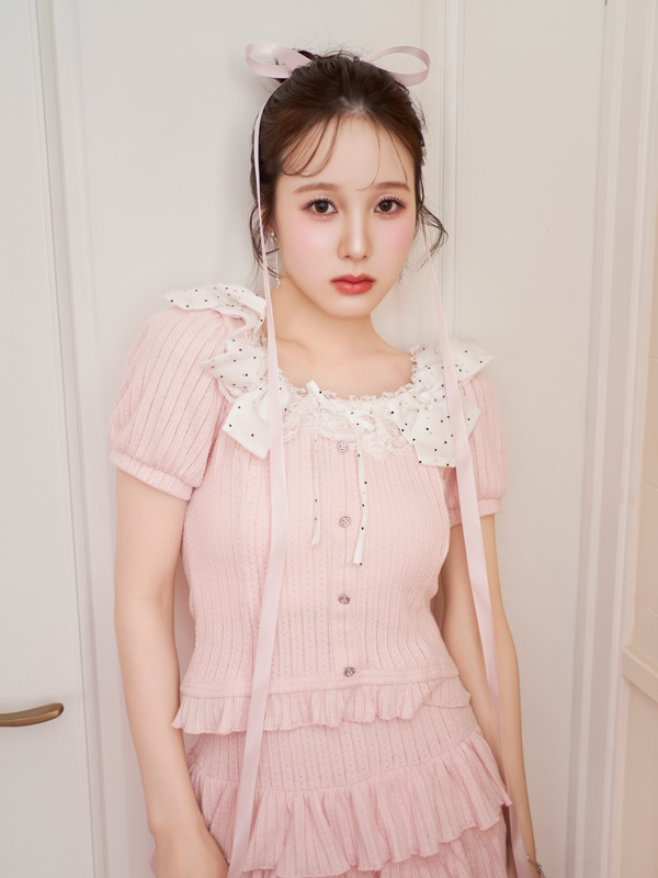 Ribbon Tiered Mini Skirt Set 詳細画像 アイスブルー 16