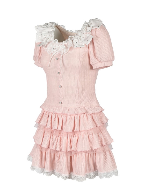 Ribbon Tiered Mini Skirt Set 詳細画像 アイスブルー 16