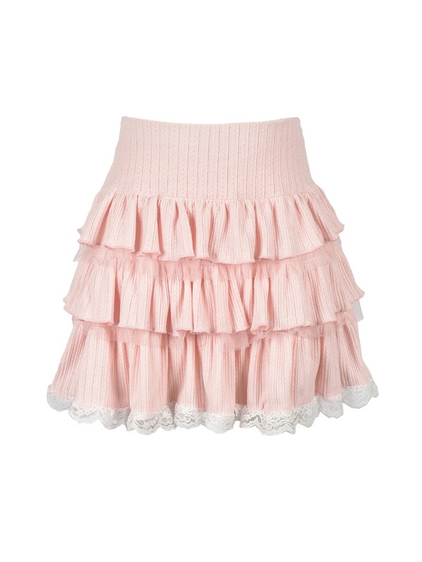 Ribbon Tiered Mini Skirt Set 詳細画像 アイスブルー 16