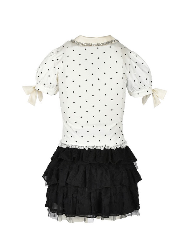 Collar Bijou Tiered Skirt Set 詳細画像 オフホワイトドット 16