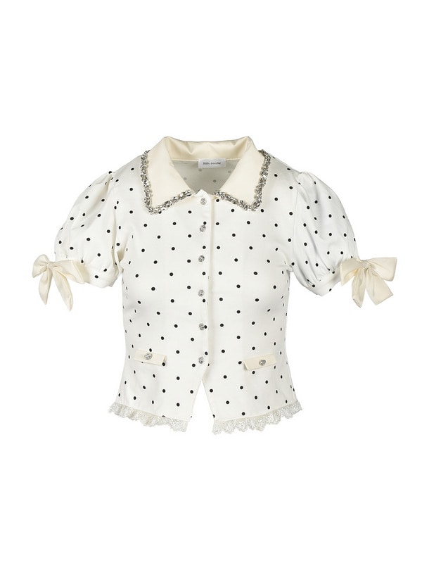 Collar Bijou Tiered Skirt Set 詳細画像 オフホワイトドット 16