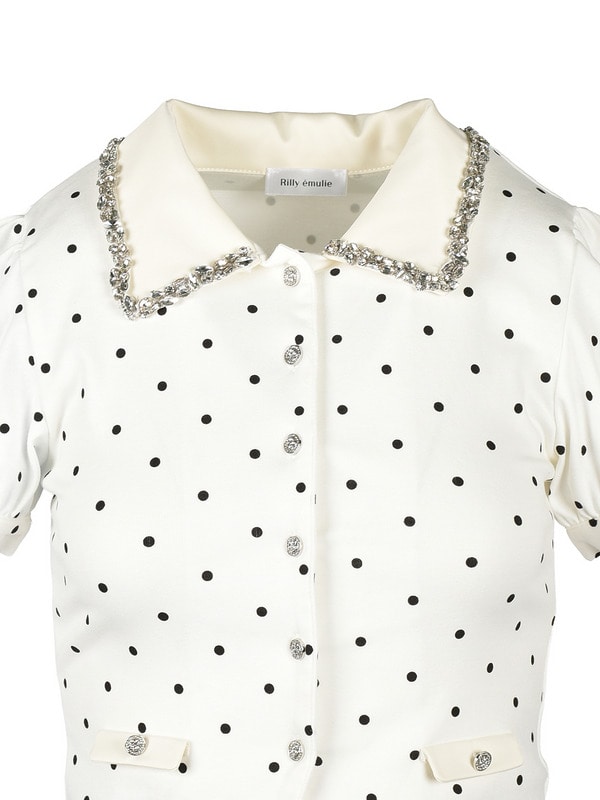 Collar Bijou Tiered Skirt Set 詳細画像 オフホワイトドット 16