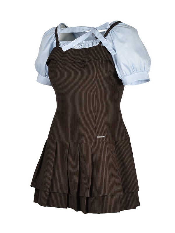 Double Pleated Ribbon Onepiece 詳細画像 モカ 16