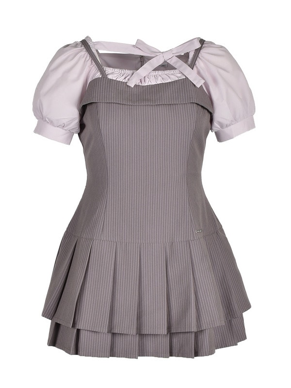 Double Pleated Ribbon Onepiece 詳細画像 モカ 1