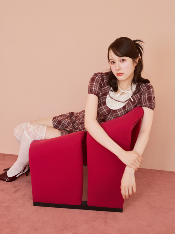Round Collar Ribbon Mini Onepiece 詳細画像 チャコール 16