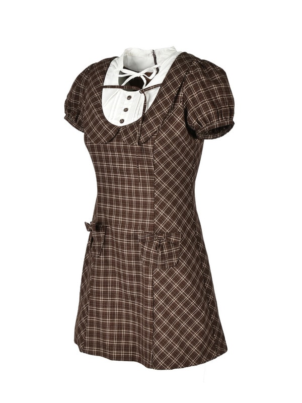 Round Collar Ribbon Mini Onepiece 詳細画像 チャコール 16