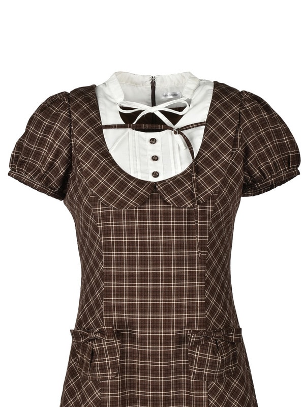 Round Collar Ribbon Mini Onepiece 詳細画像 チャコール 16
