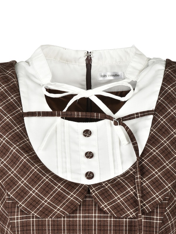 Round Collar Ribbon Mini Onepiece 詳細画像 チャコール 16