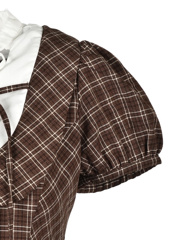 Round Collar Ribbon Mini Onepiece 詳細画像 チャコール 16