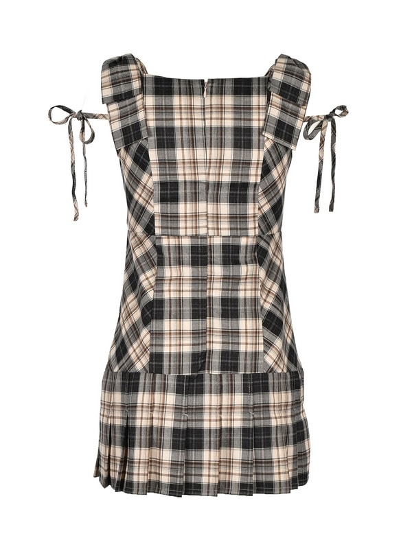 Shoulder Ribbon Check Cami Onepiece 詳細画像 ベージュ 16