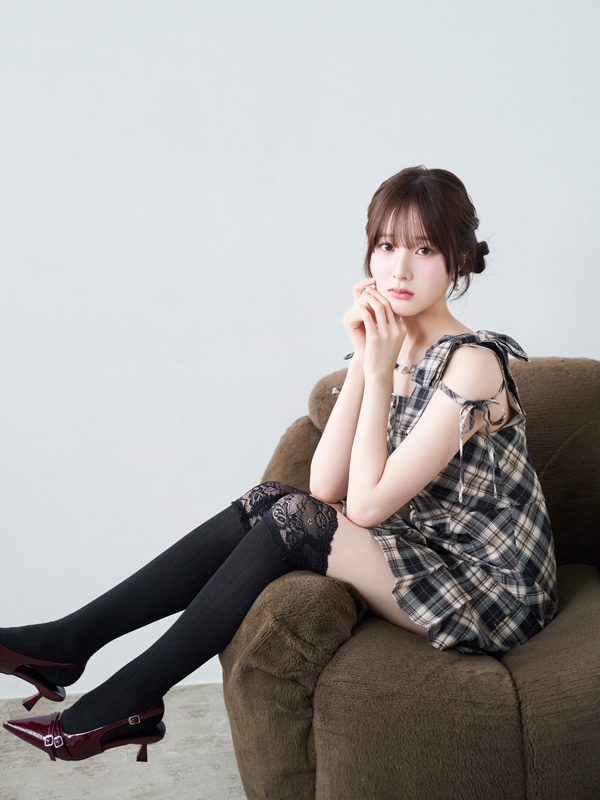 Shoulder Ribbon Check Cami Onepiece 詳細画像 ベージュ 16