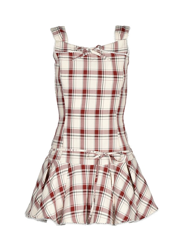 Pico Lace Check Cami Onepiece 詳細画像 レッド 1
