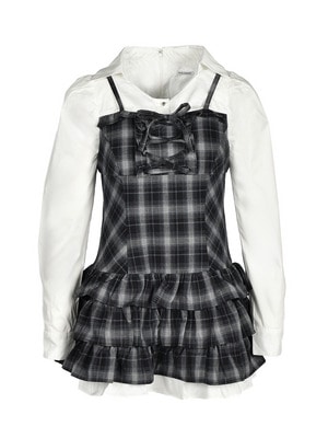 Front Laceup Ribbon Tiered Onepiece 