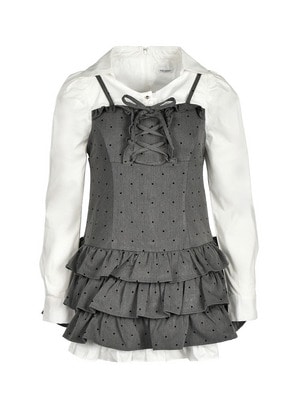 Front Laceup Ribbon Tiered Onepiece 