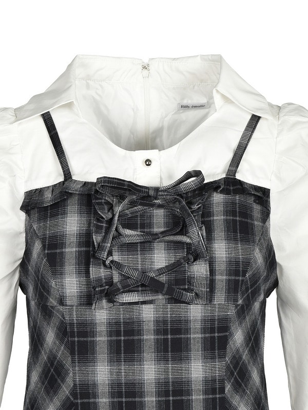 Front Laceup Ribbon Tiered Onepiece  詳細画像 ドット 16