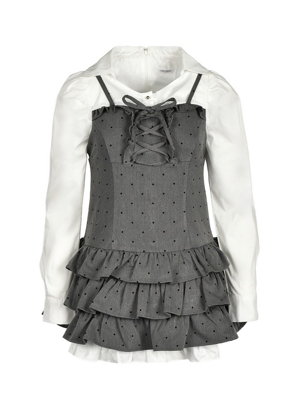 Front Laceup Ribbon Tiered Onepiece  詳細画像 ドット 1