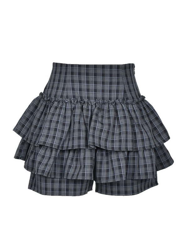 One Shoulder Check Shirts Tiered Set 詳細画像 ネイビー 16