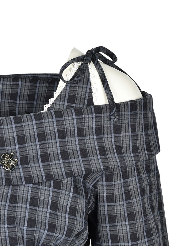 One Shoulder Check Shirts Tiered Set 詳細画像 ネイビー 16