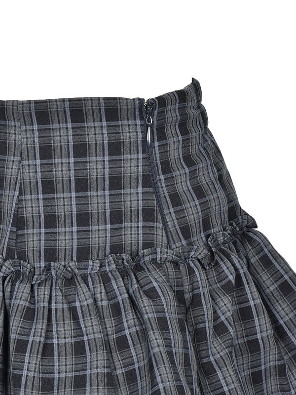 One Shoulder Check Shirts Tiered Set 詳細画像 ネイビー 16