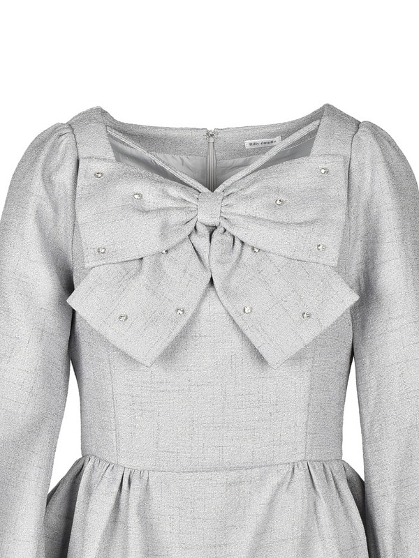 Ribbon Bijou Tweed Rompers 詳細画像 アイスブルー 16