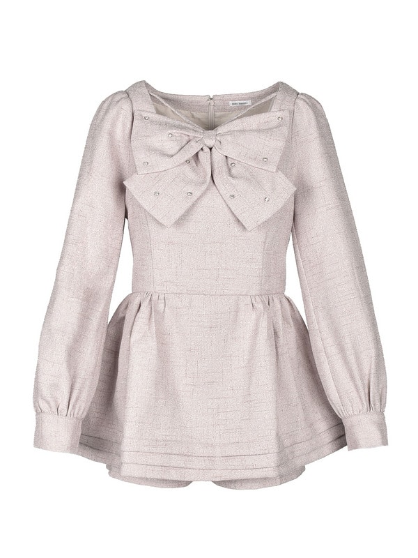Ribbon Bijou Tweed Rompers 詳細画像 ピンク 1