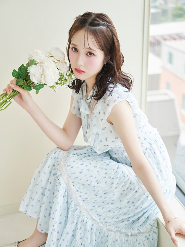 Original Flower Lace Accent Ribbon Onepiece 詳細画像 イエロー 16