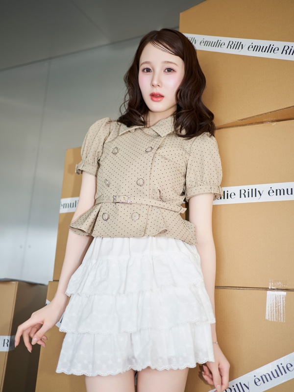 Dot Peplum Trench Coat Setup 詳細画像 ベージュ 16