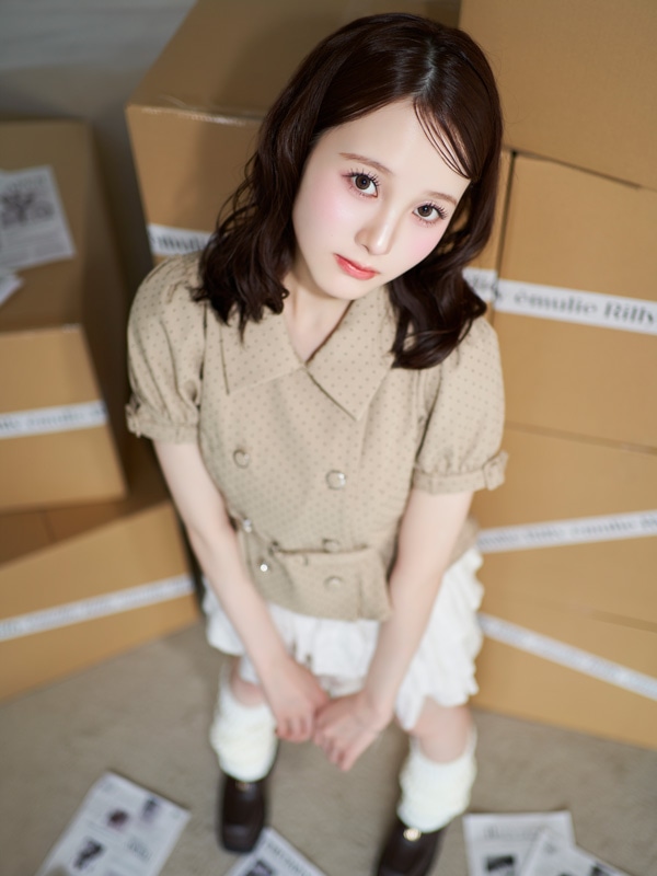 Dot Peplum Trench Coat Setup 詳細画像 ベージュ 16