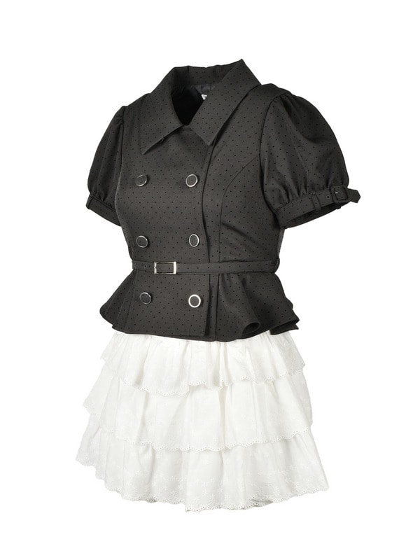 Dot Peplum Trench Coat Setup 詳細画像 ベージュ 16