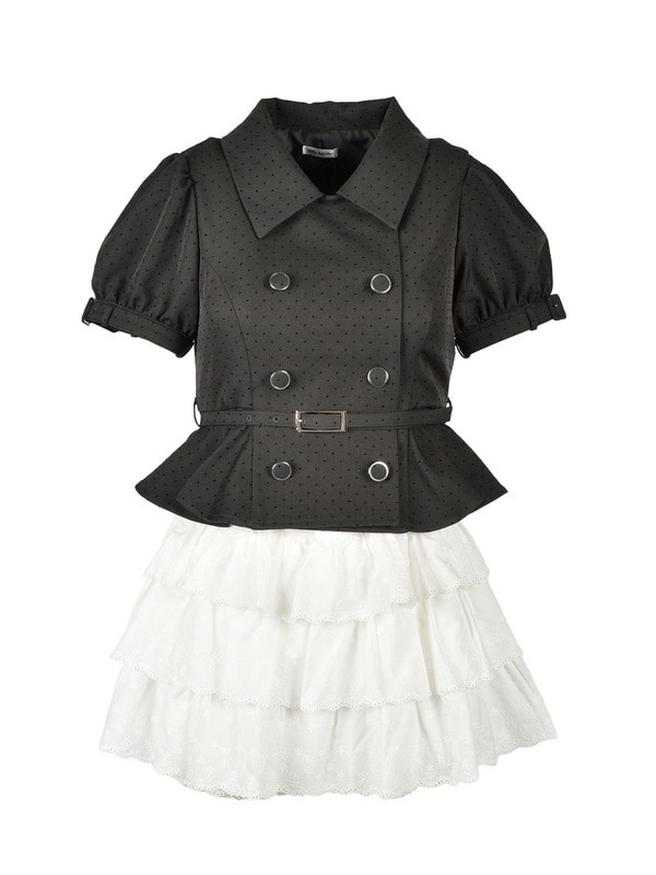 Dot Peplum Trench Coat Setup 詳細画像 チャコール 1