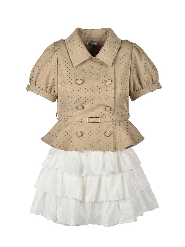 Dot Peplum Trench Coat Setup 詳細画像 ベージュ 1