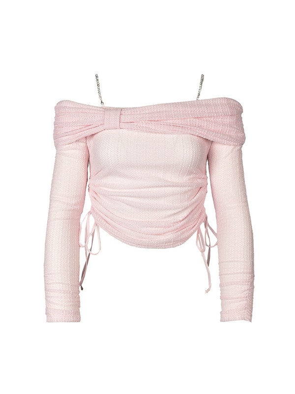 Ribbon Off Shoulder Bijou Cami Set 詳細画像 オフホワイト 16