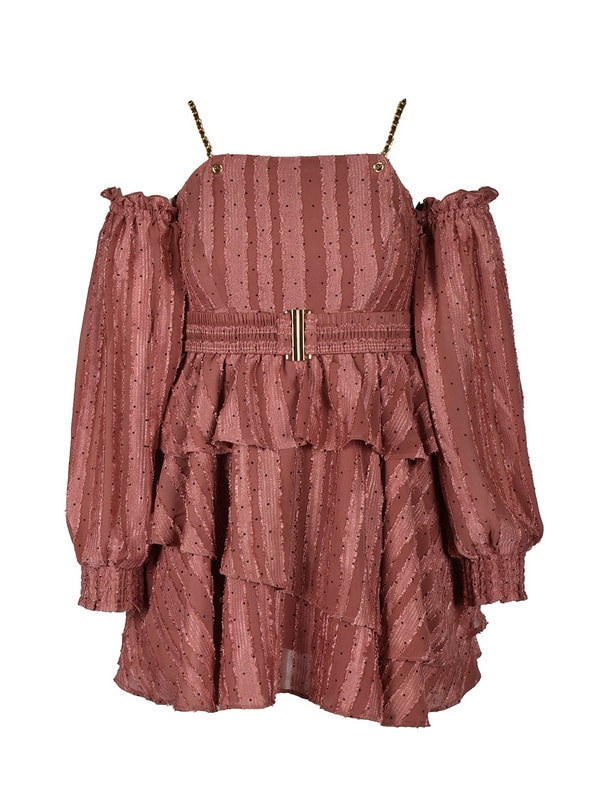 2way Dot Frill Belt Onepiece 詳細画像 ピンクブラウン 1
