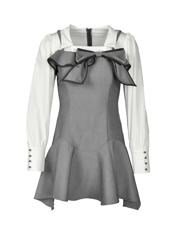 Bicolor Ribbon Irehim Mini Onepiece 詳細画像 グレイ 1