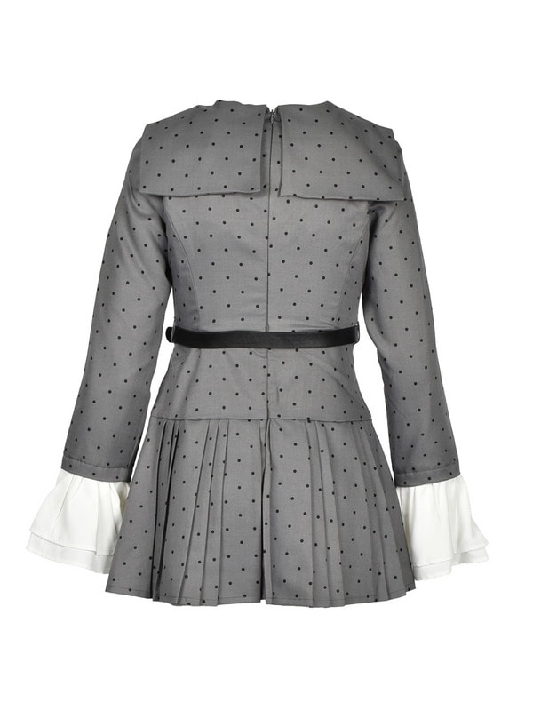 Rose Ribbon Collar Pleats Mini Onepiece 詳細画像 チャコール 16
