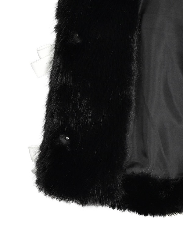Rose Ribbon Bijou Fur Short Coat 詳細画像 ブラック 16