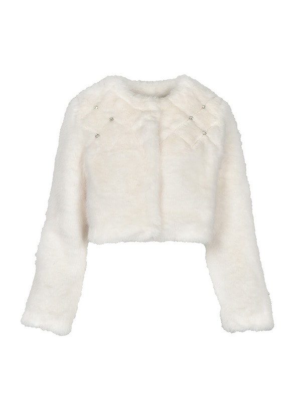 Rose Ribbon Bijou Fur Short Coat 詳細画像 ブラック 16