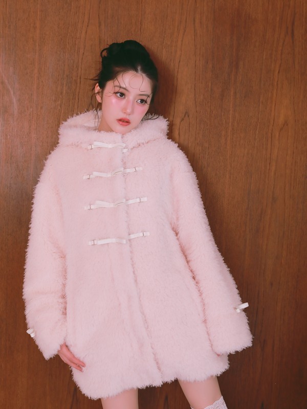 ２way Ribbon Bit Poodle Middle Coat 詳細画像 ピンク 16