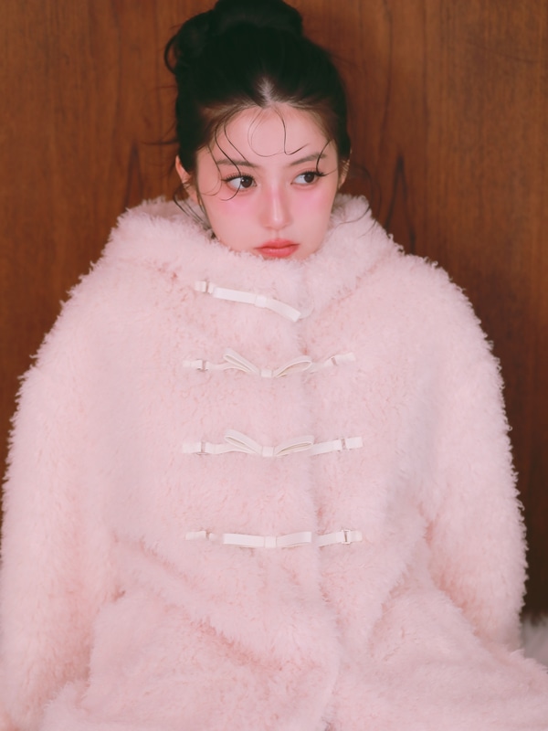 ２way Ribbon Bit Poodle Middle Coat 詳細画像 ピンク 16