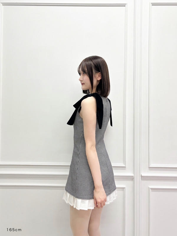 ショルダーリボンヘムプリーツワンピース 詳細画像 ドット 16