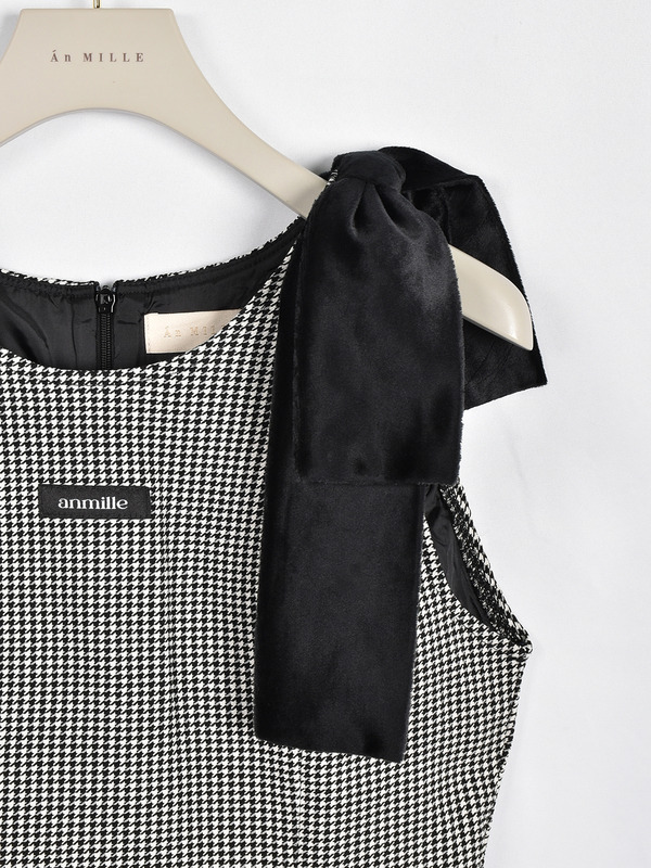 ショルダーリボンヘムプリーツワンピース 詳細画像 ドット 16