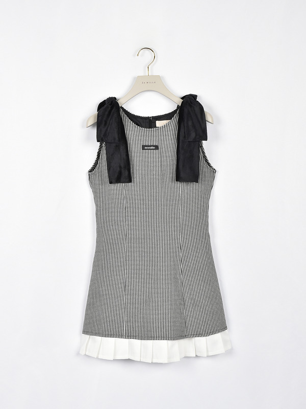 ショルダーリボンヘムプリーツワンピース 詳細画像 ドット 16