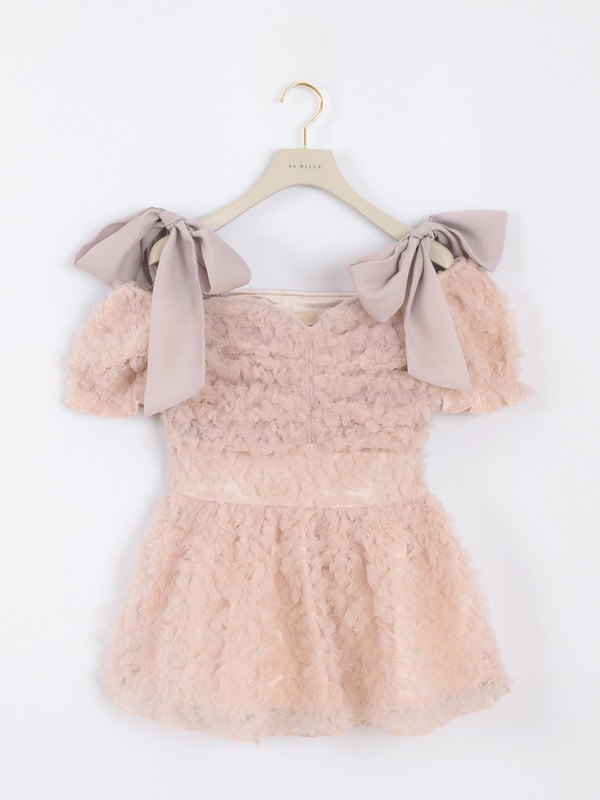 フラワーチュールペプラムトップス 詳細画像 ピンク 1