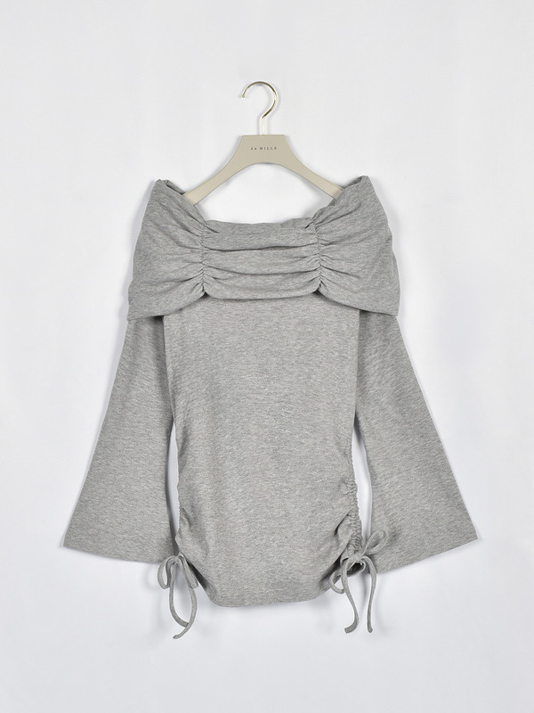 ギャザーリボンカットソー 詳細画像 グレイ 1