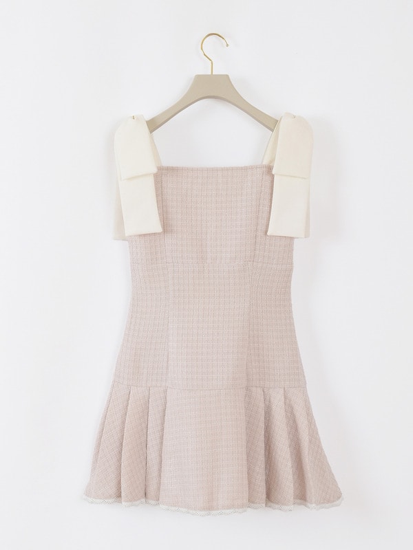 ショルダーリボンツイードミニワンピース 詳細画像 ブラック 16