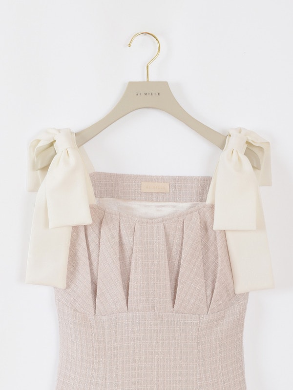 ショルダーリボンツイードミニワンピース 詳細画像 ブラック 16