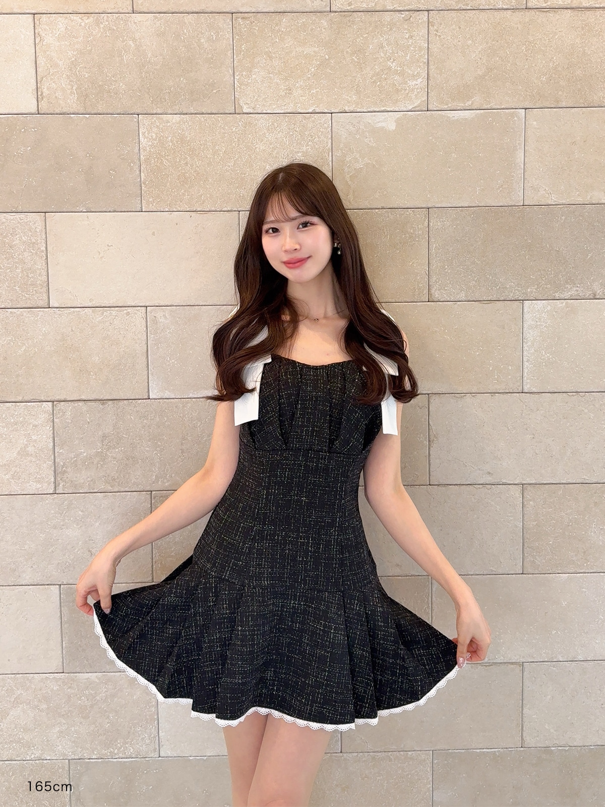 Lumingnon ツイードミニワンピース ショルダーリボンツイードミニワンピース｜evelyn（エブリン）公式通販