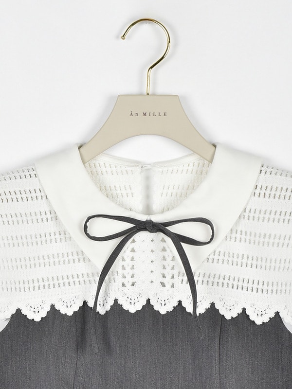 レースカラーフレアミニワンピース 詳細画像 ブラック 16